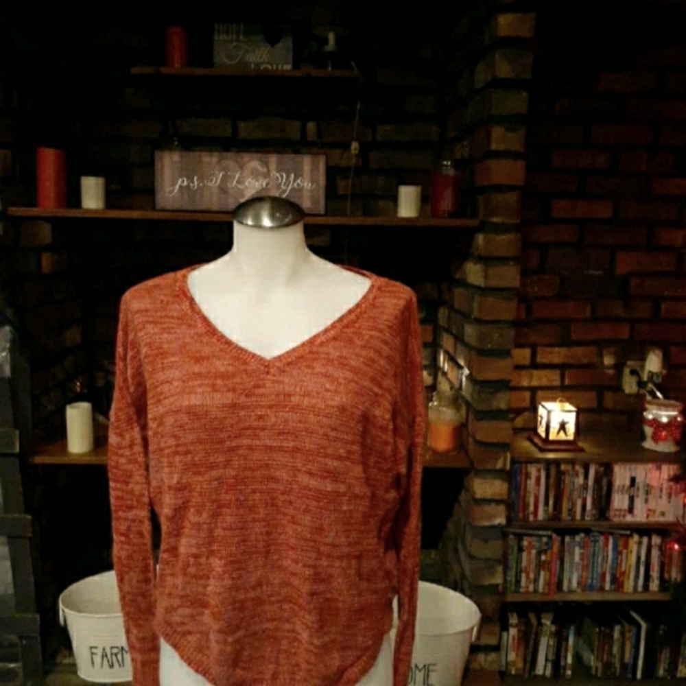 American Eagle v-neck burnt orange sweater